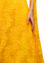 Yellow Off-Shoulder Lace Midi Dress