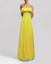 Strapless Cut Flared Yellow Dress