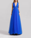 Royal Blue V-neckline Dress