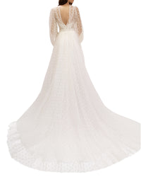 Dotted Tulle Flared Gown