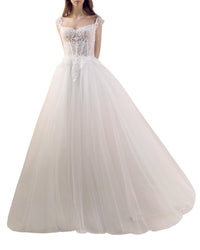 Square Neckline, Cap Sleeves Gown