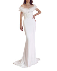 Ruffled Neckline Gown