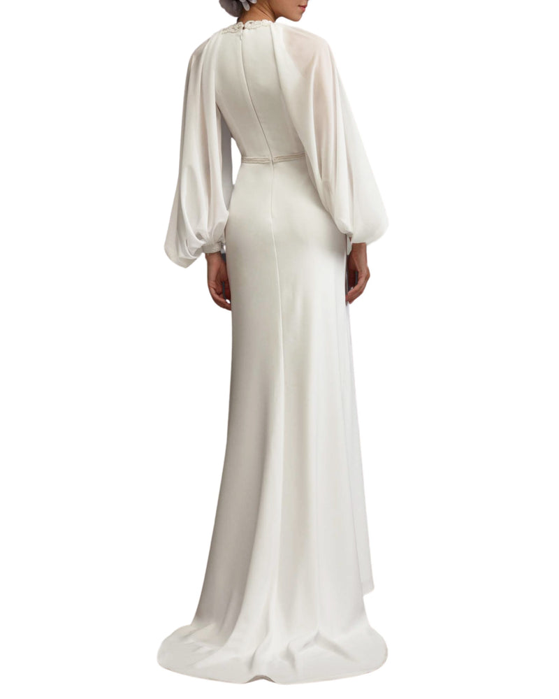 Beaded Round Neck Gown