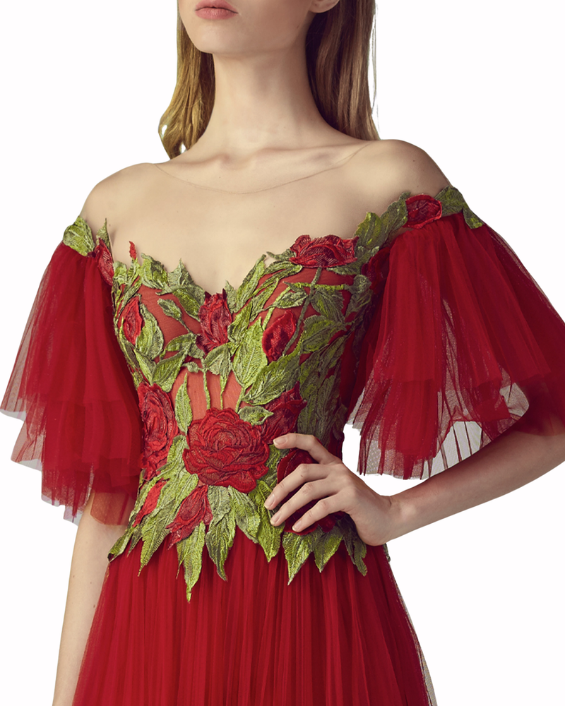 Embellishment Floral Bodice Dress