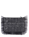 Textured Clutch with Tulle Ruffles