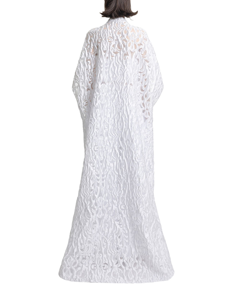 Open Floor-Length Light Grey Kaftan