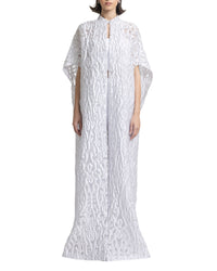 Open Floor-Length Light Grey Kaftan