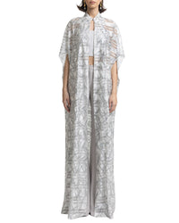 Open Floor-Length Grey Kaftan
