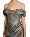 Off-Shoulders Taupe Fishnet Dress