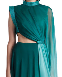 Long Green Dress with Cut-Outs