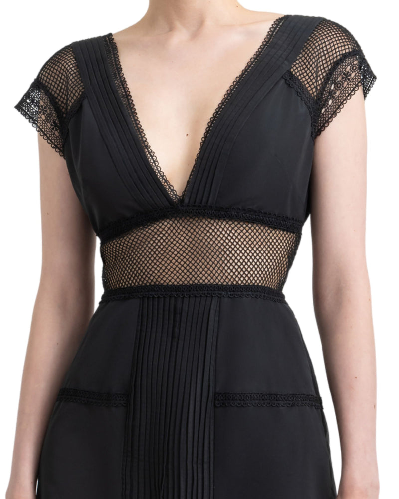 V-Neckline Flared Dress