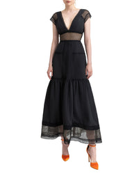 V-Neckline Flared Dress