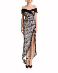 Off-Shoulders Dress With Slit