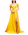 Off-Shoulder Satin Dress with Slit