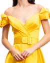 Off-Shoulder Satin Dress with Slit