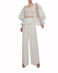 Flared Ivory Pants With Pockets