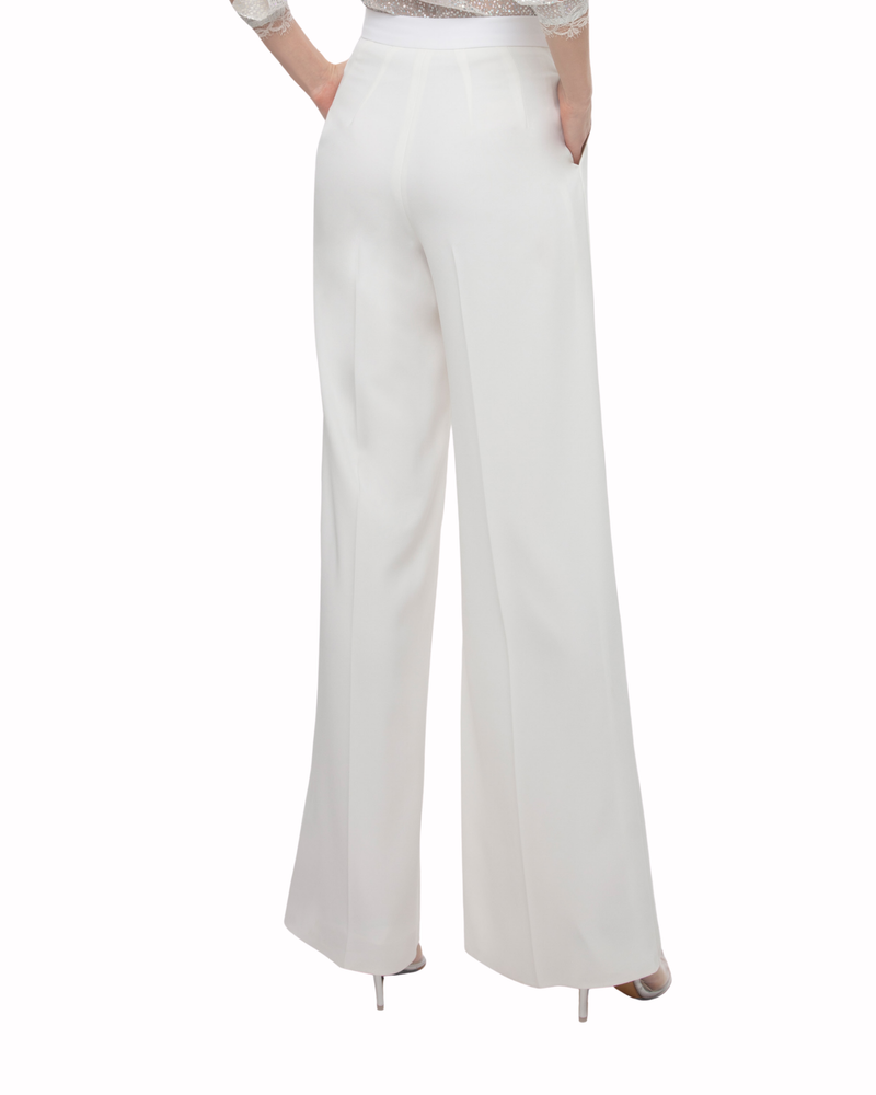 Flared Ivory Pants With Pockets