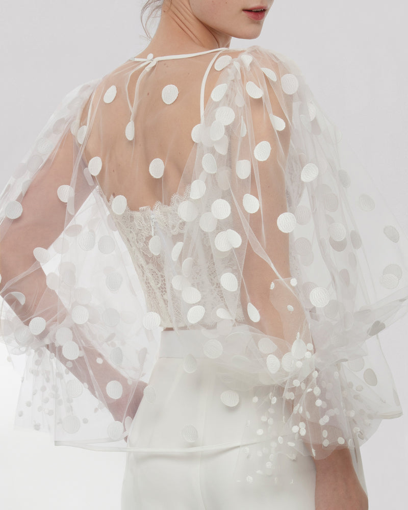 Lace Corset Paired With Dotted Tulle Top