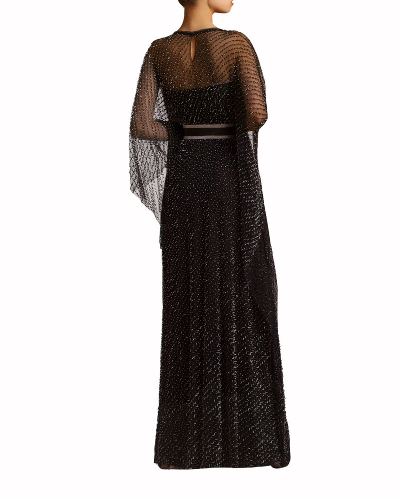 Embellished Cape Dress