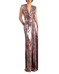 Deep V-Neckline Draped Dress