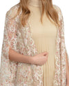 Pleated Kaftan with Embroidered Cape