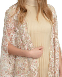 Pleated Kaftan with Embroidered Cape