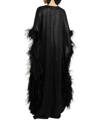 Feathered Hem Long Kaftan