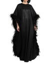 Feathered Hem Long Kaftan