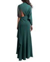 Emerald Green Long Crepe Dress with Draping's