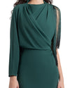 Emerald Green Long Crepe Dress with Draping's