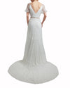 Embellished Dropped Neckline Gown
