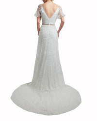 Embellished Dropped Neckline Gown