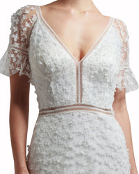 Embellished Dropped Neckline Gown