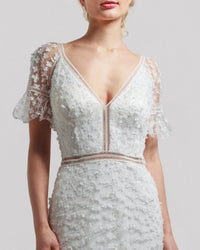 Embellished Dropped Neckline Gown