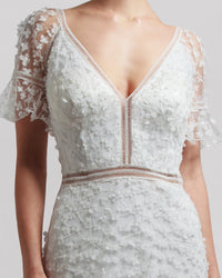 Embellished Dropped Neckline Gown