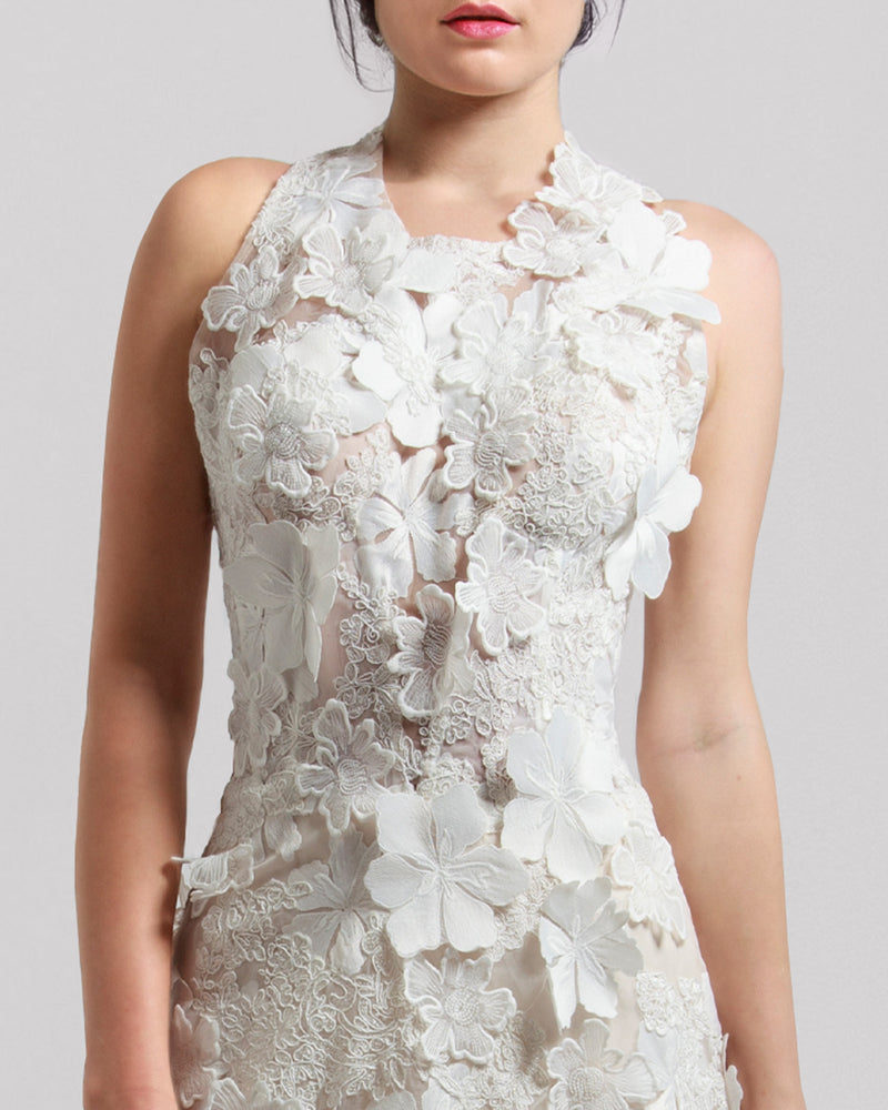 Embroidered Halter Bridal Dress