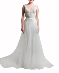 3D Flowers Upper Part Long Dress