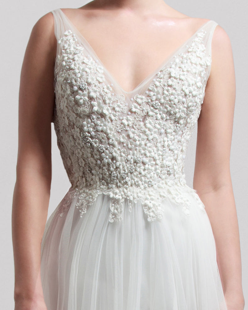 3D Flowers Upper Part Long Dress