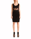 Sheer Lace Bodice Black Dress