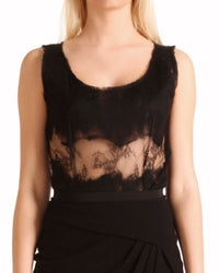 Sheer Lace Bodice Black Dress