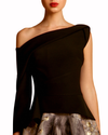 Asymmetrical One-Shoulder Black Top