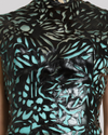 High-Cut Neckline Leather Top