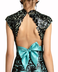 High-Cut Neckline Leather Top