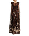 Embellished Leaves Tulle Cape