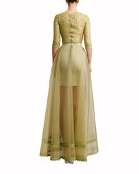 3/4 Sleeves Top With Organza Skirt