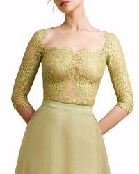 3/4 Sleeves Top With Organza Skirt