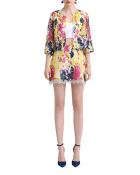 Cropped Top with Jacket and Flared Short Skirt