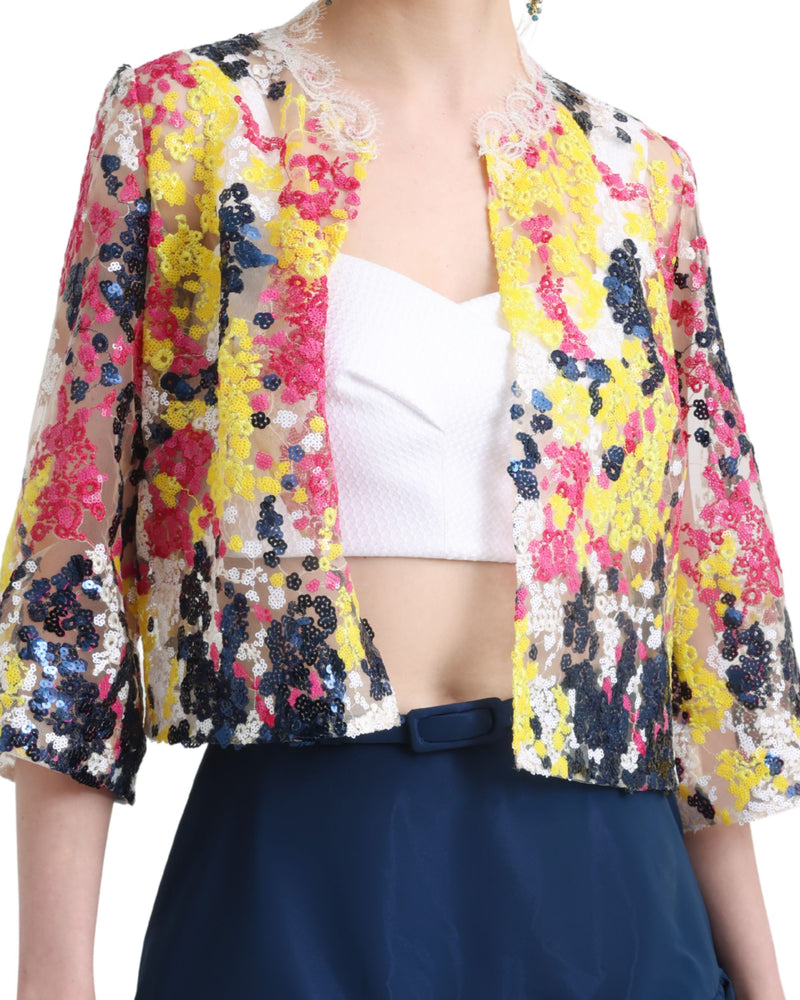Cropped Top with Jacket and Short Skirt
