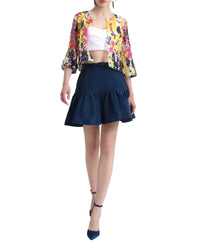 Cropped Top with Jacket and Short Skirt