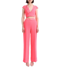 Cut Out Detailed Top and Straight Pants